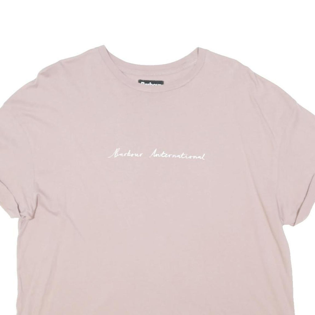 BARBOUR Womens Pink T-Shirt UK 16 Short Sleeve Crew Neck Cotton Blend