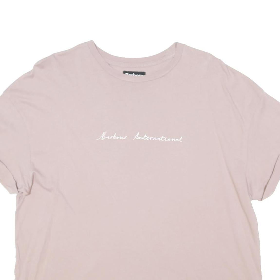 BARBOUR Womens Pink T-Shirt UK 16 Short Sleeve Crew Neck Cotton Blend