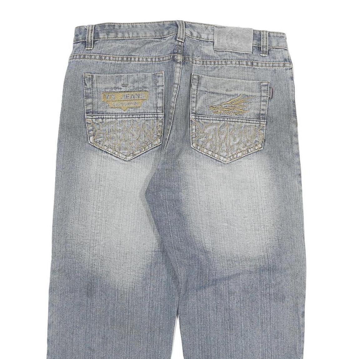 DEAN SHIN Mens Jeans Blue Relaxed Straight Denim Medium W34 L26 Comfortable Fit