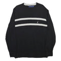 NAUTICA Mens Black & Grey Plain Cotton Crew Neck Jumper L Casual Classic Knit