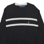 NAUTICA Mens Black & Grey Plain Cotton Crew Neck Jumper L Casual Classic Knit