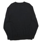 NAUTICA Mens Black & Grey Plain Cotton Crew Neck Jumper L Casual Classic Knit
