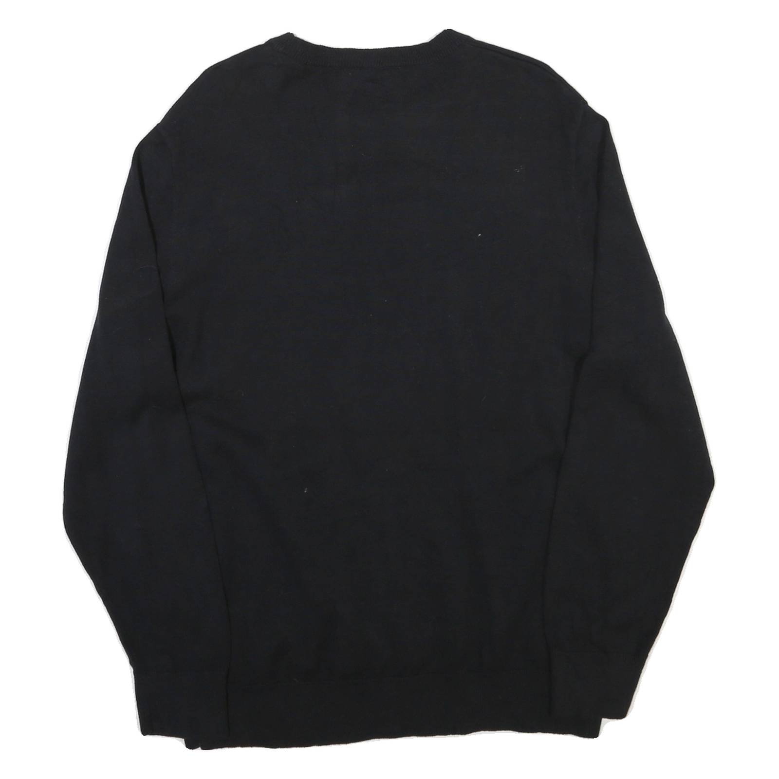 NAUTICA Mens Black & Grey Plain Cotton Crew Neck Jumper L Casual Classic Knit