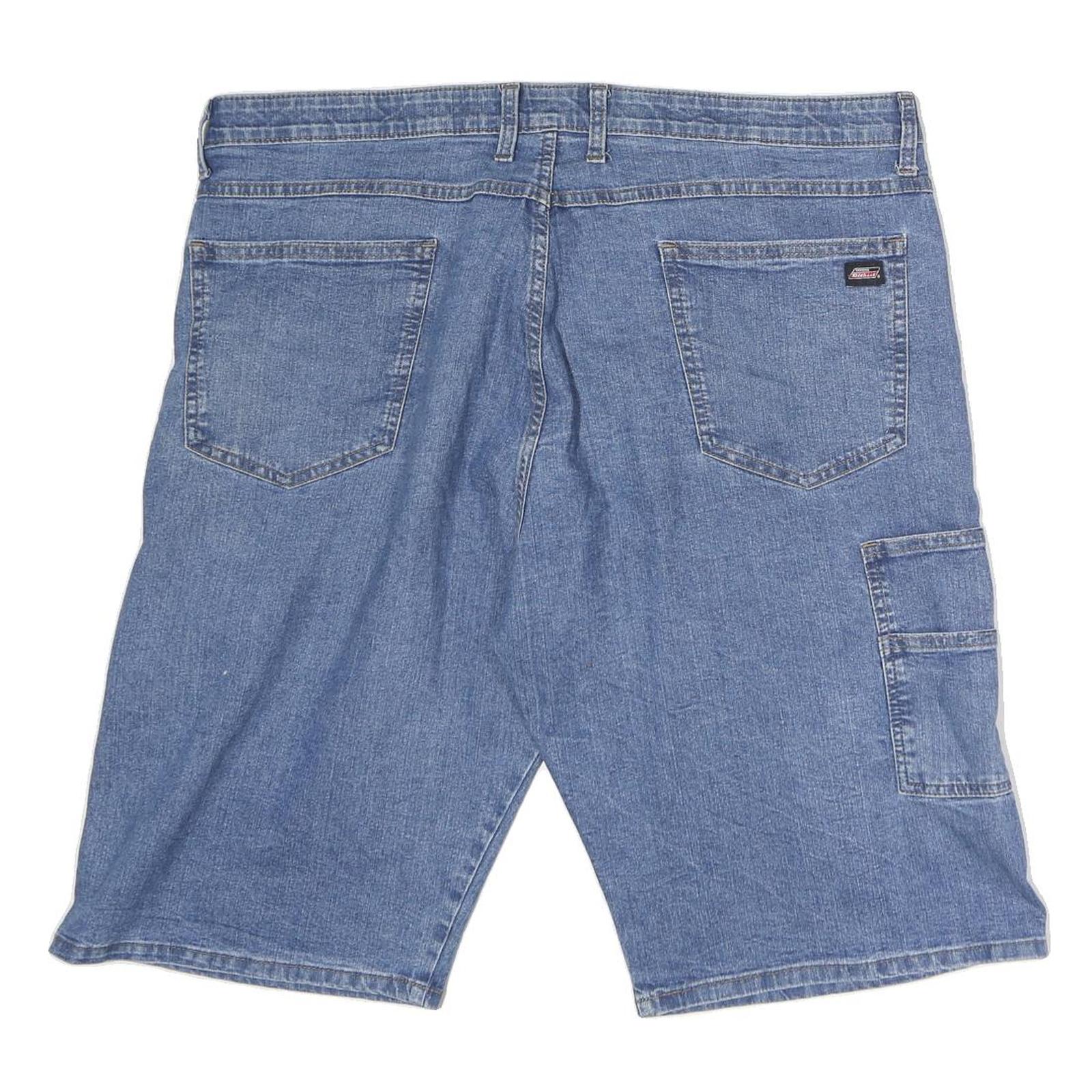 DICKIES Mens Denim Blue Cargo Shorts Size L W40 Workwear Cotton Comfort