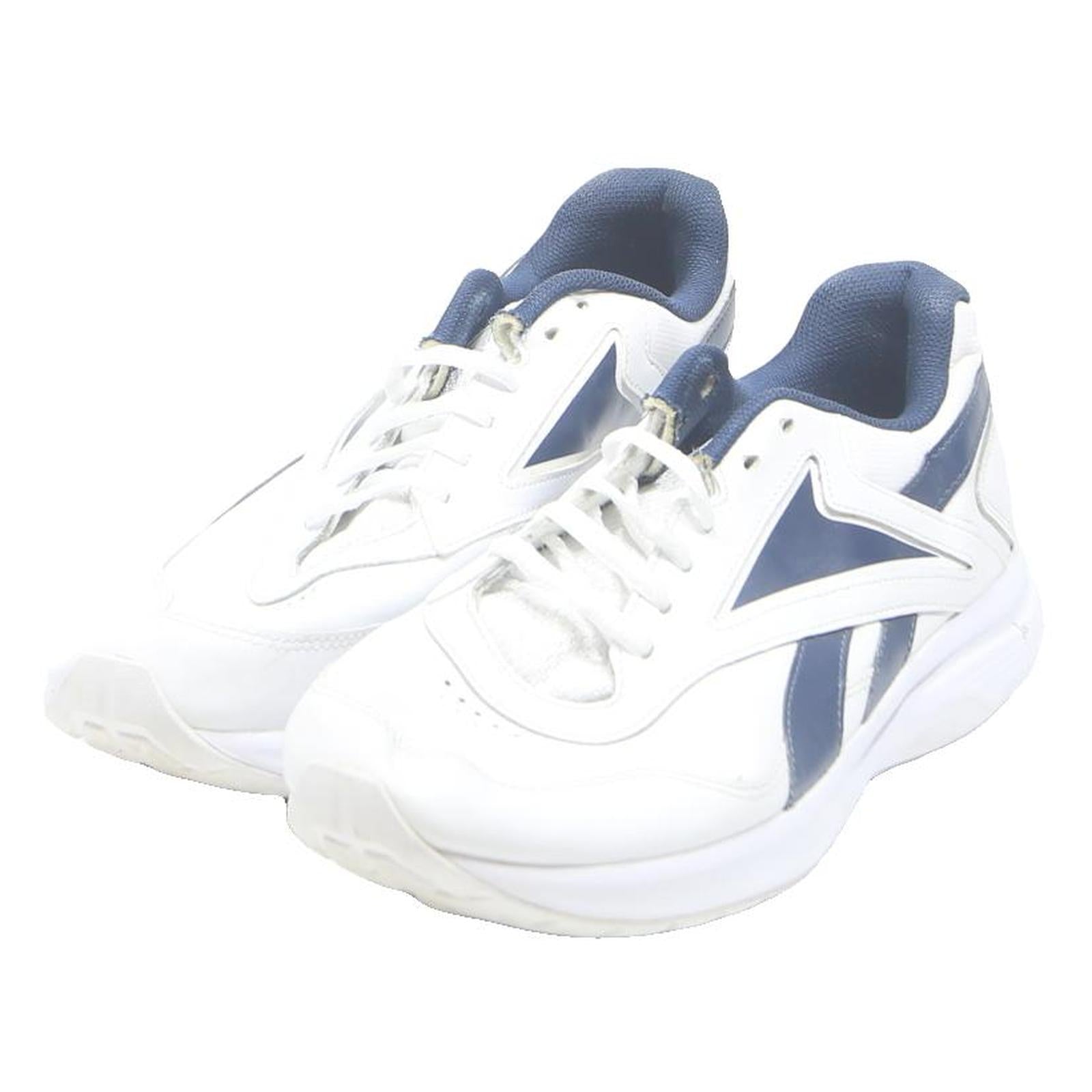REEBOK Mens Leather Navy White Trainers UK 11 Comfortable Lightweight Athletic