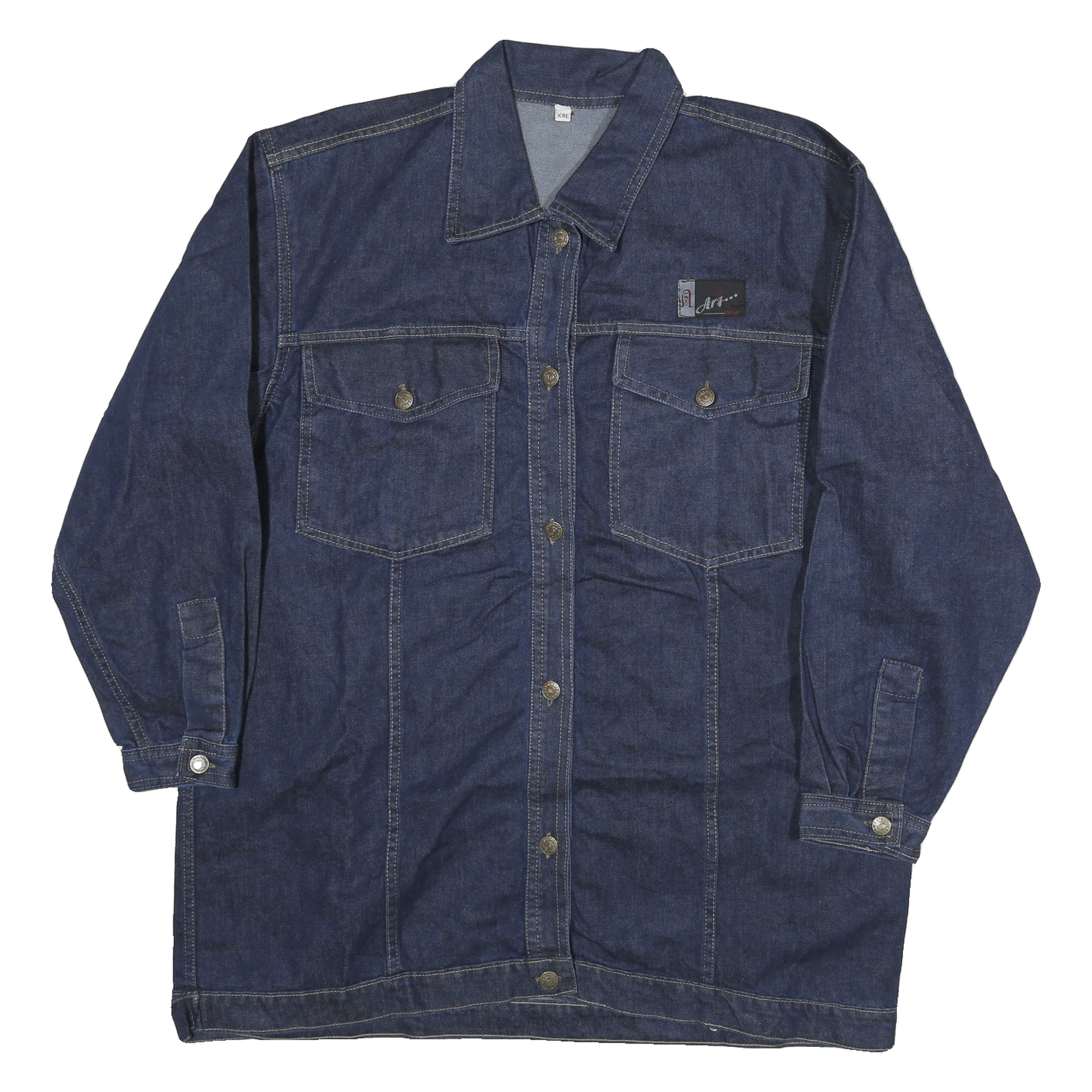 ART Womens Blue Denim Jacket 2XL Cotton Button Closure Classic Fit Long Sleeve