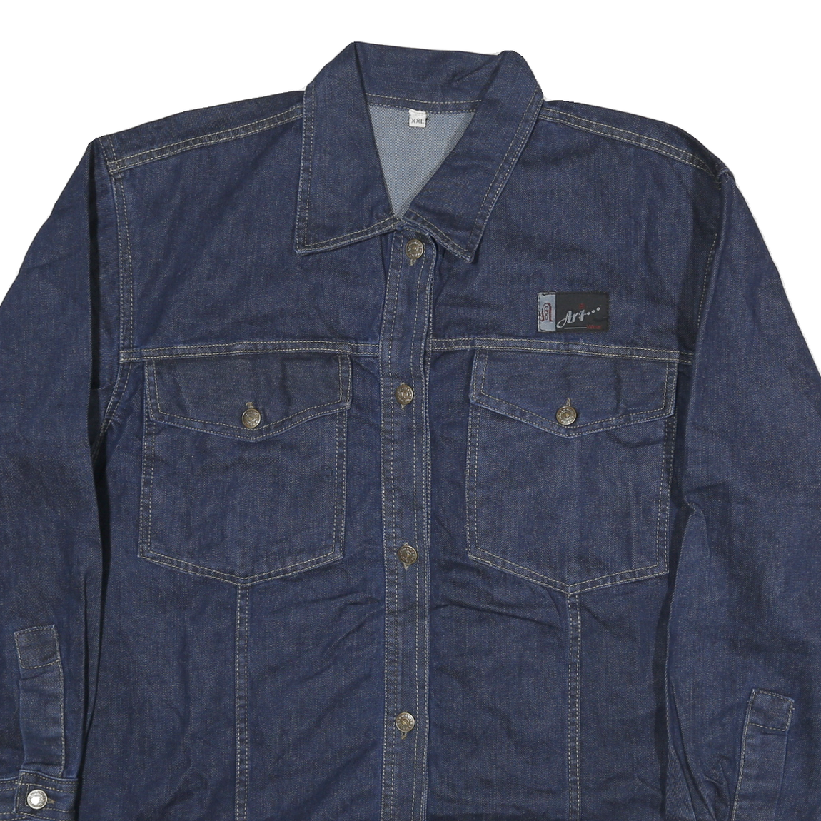 ART Womens Blue Denim Jacket 2XL Cotton Button Closure Classic Fit Long Sleeve