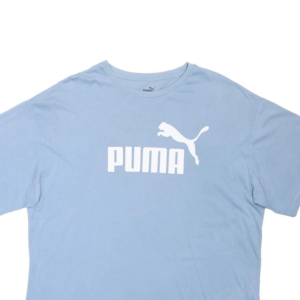 PUMA Mens Blue T-Shirt XL Short Sleeve Crew Neck Cotton Blend Logo Print