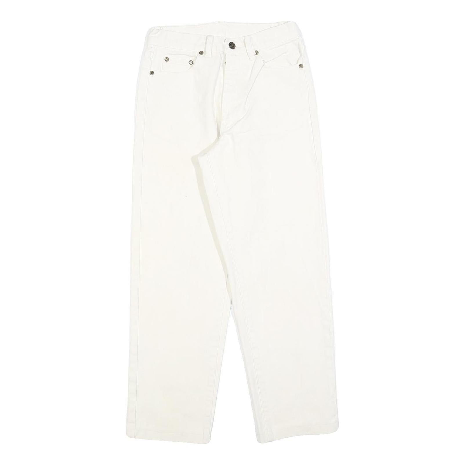RIFLE Girls White Regular Fit Straight Denim Jeans W24 L26 Cotton Blend Zip