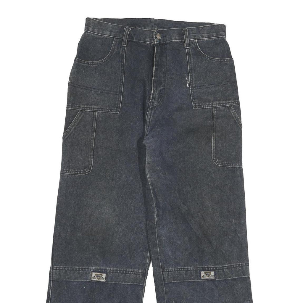 Womens Relaxed Fit Jeans Blue Denim W30 L28 Cargo Style Wide Leg Cotton Blend