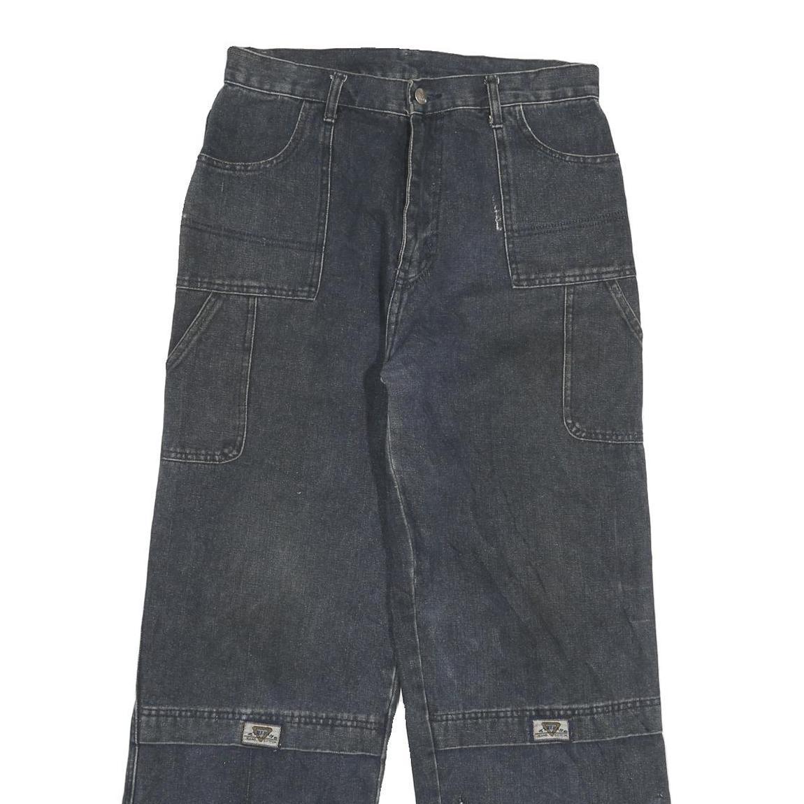 Womens Relaxed Fit Jeans Blue Denim W30 L28 Cargo Style Wide Leg Cotton Blend