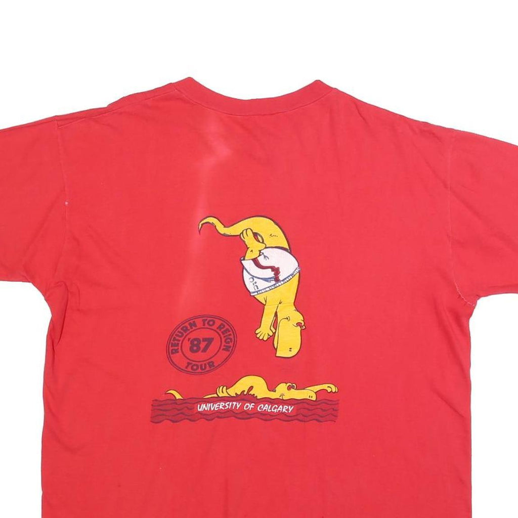 Mens Red Dinos Swimming & Diving 87 Cotton Blend T-Shirt L Crew Neck Short