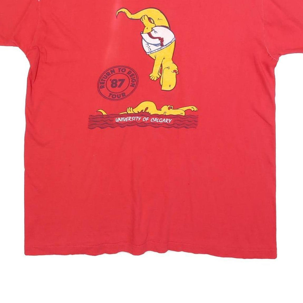 Mens Red Dinos Swimming & Diving 87 Cotton Blend T-Shirt L Crew Neck Short