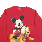 DISNEY Womens Red Mickey & Pluto Crew Neck Sweatshirt M Cotton Blend Casual