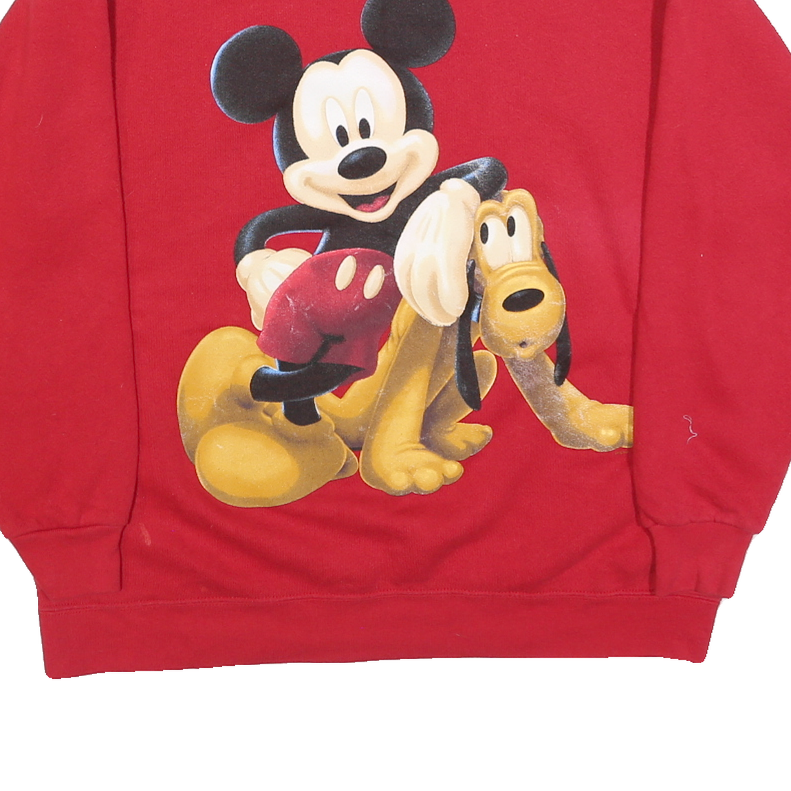 DISNEY Womens Red Mickey & Pluto Crew Neck Sweatshirt M Cotton Blend Casual