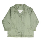 Womens Green Lightweight Button Polyester Blend Casual Jacket L Plain Relaxed