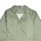 Womens Green Lightweight Button Polyester Blend Casual Jacket L Plain Relaxed