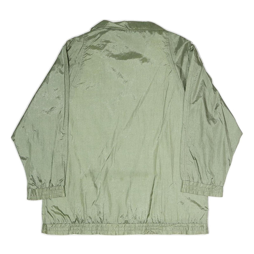 Womens Green Lightweight Button Polyester Blend Casual Jacket L Plain Relaxed