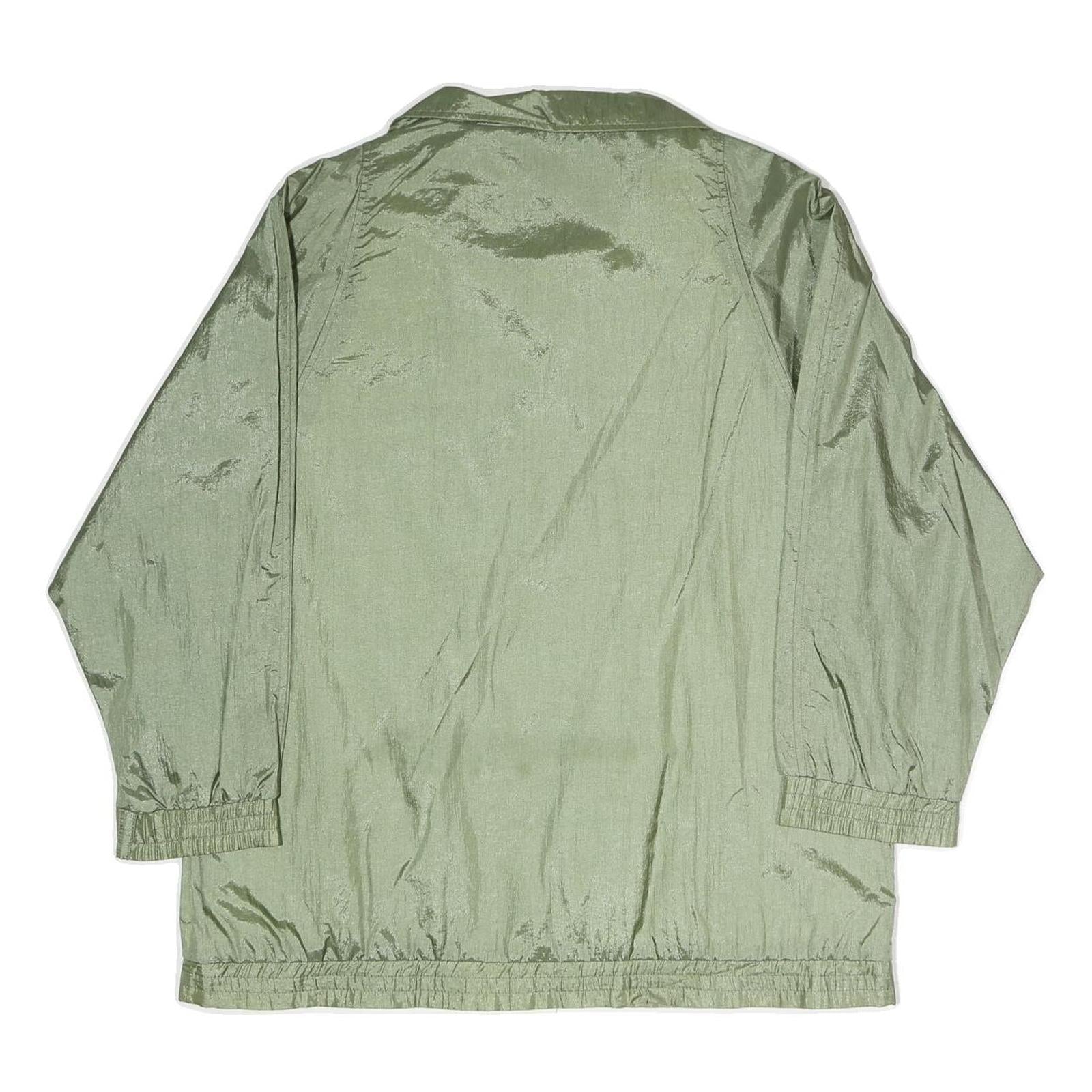 Womens Green Lightweight Button Polyester Blend Casual Jacket L Plain Relaxed