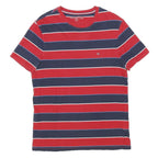 TOMMY HILFIGER Womens Red & Navy Striped Graphic T-Shirt M Short Sleeve Crew