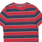 TOMMY HILFIGER Womens Red & Navy Striped Graphic T-Shirt M Short Sleeve Crew