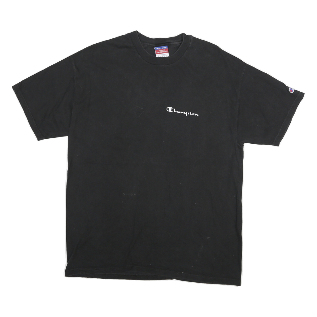CHAMPION Mens Black Classic L Short Sleeve Crew Neck Logo Print T-Shirt