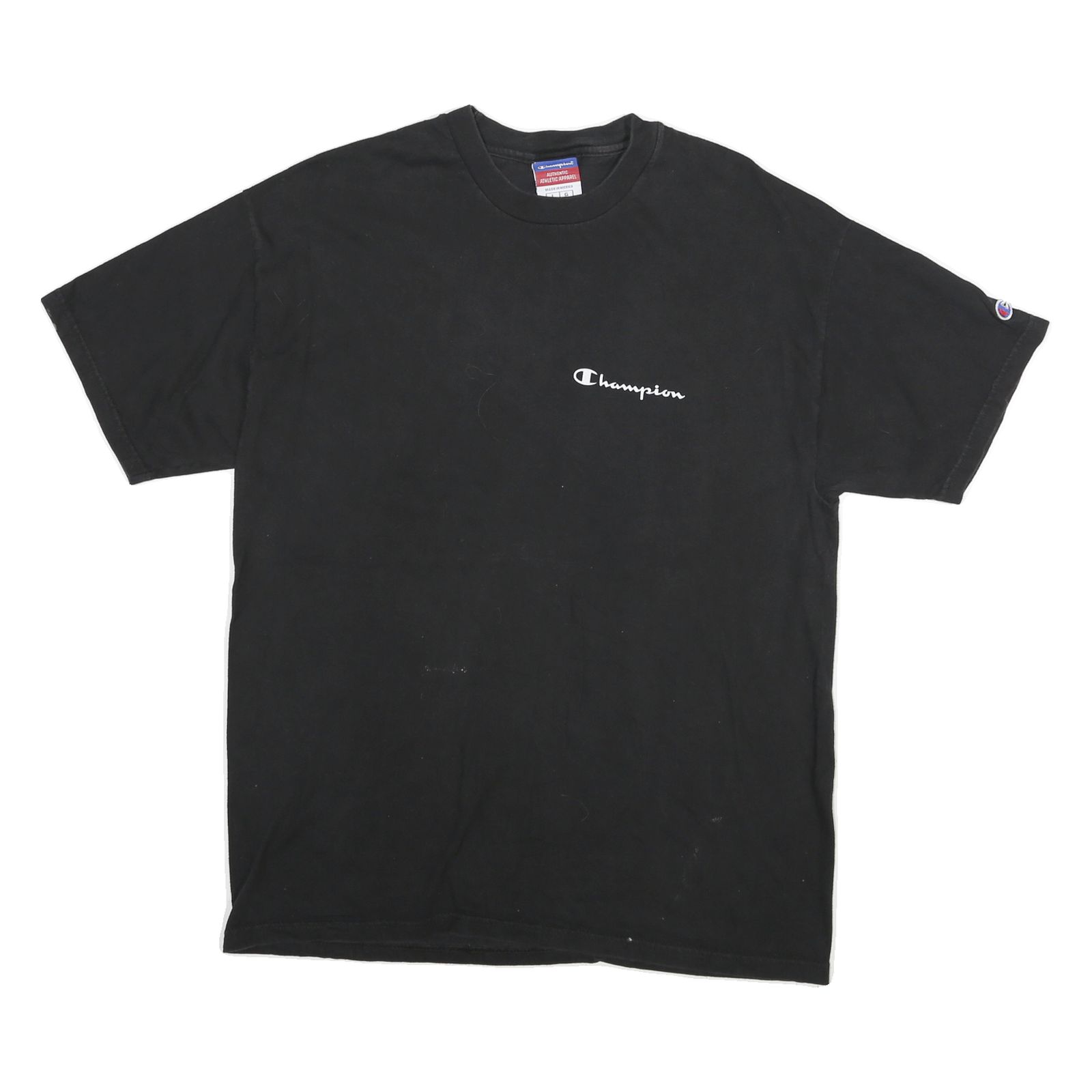 CHAMPION Mens Black Classic L Short Sleeve Crew Neck Logo Print T-Shirt