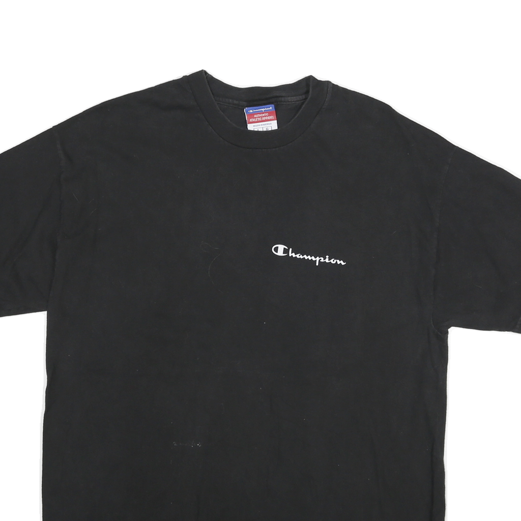 CHAMPION Mens Black Classic L Short Sleeve Crew Neck Logo Print T-Shirt