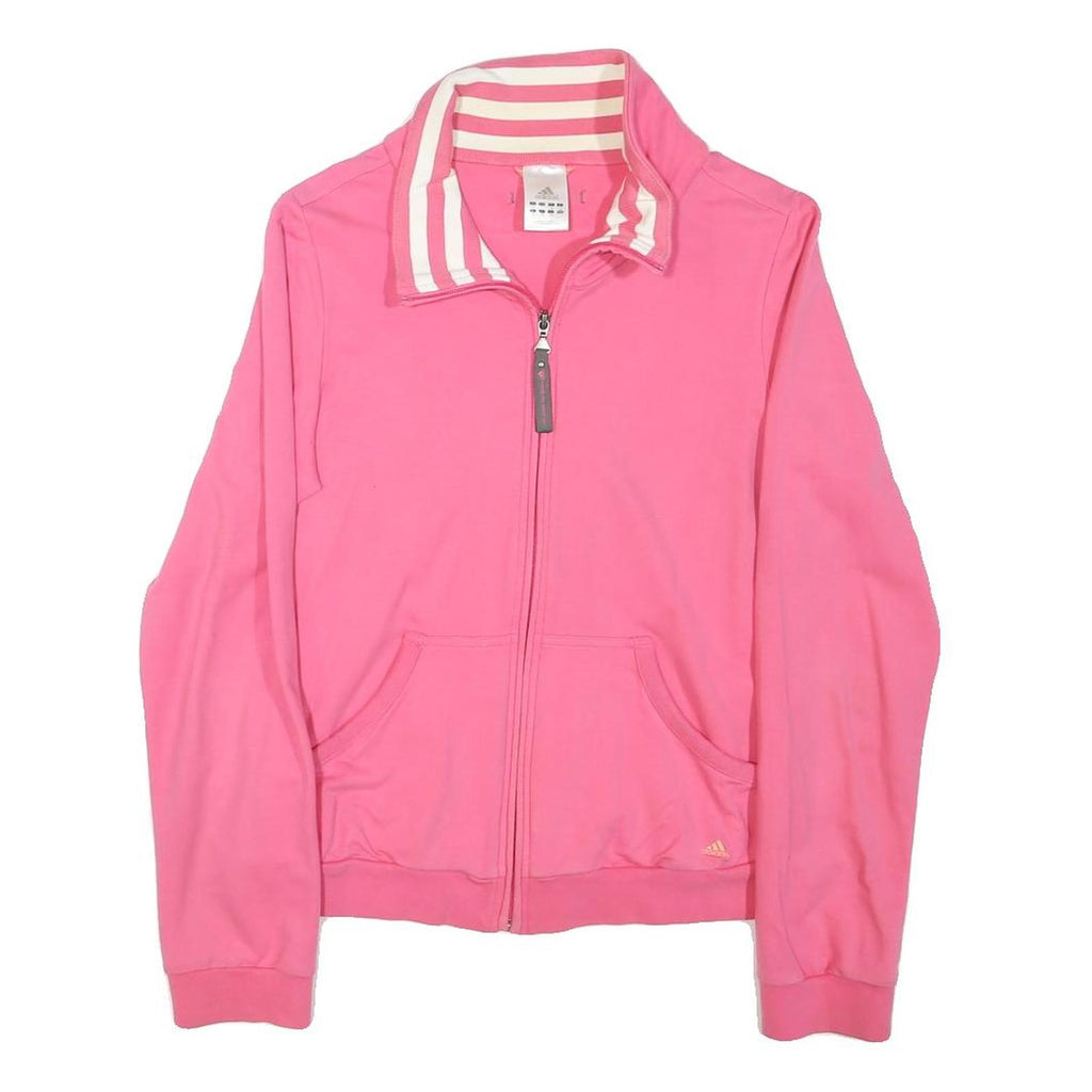 ADIDAS Girls Pink Cotton Blend Zip Up Jacket M Jersey Plain Casual Sportswear