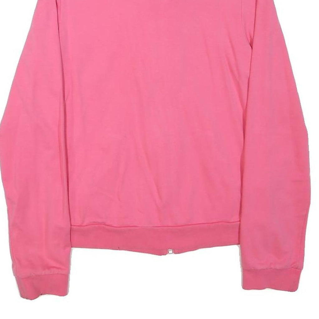 ADIDAS Girls Pink Cotton Blend Zip Up Jacket M Jersey Plain Casual Sportswear