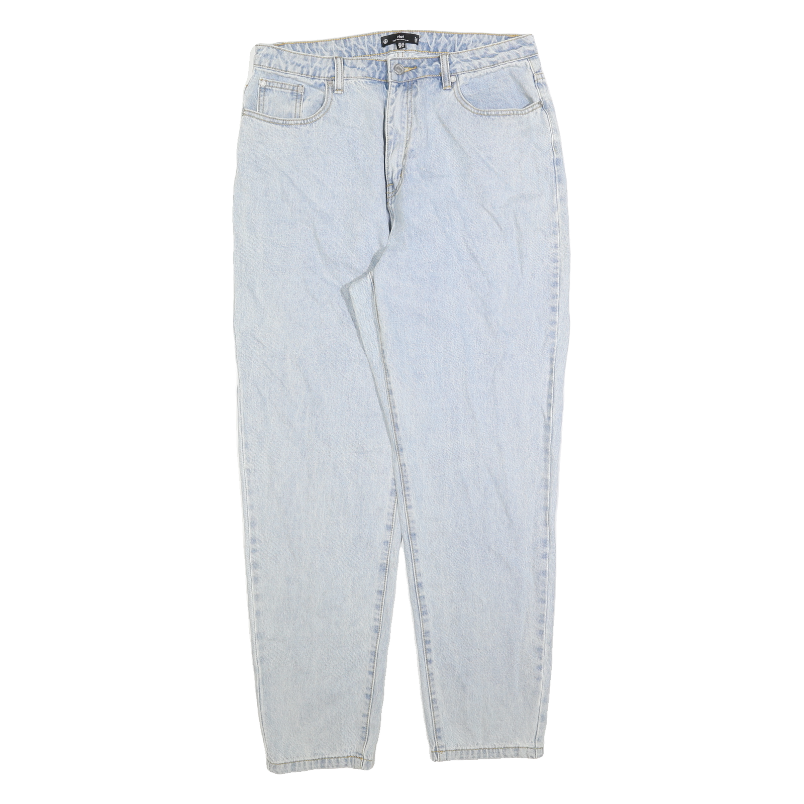 RIOT Womens Jeans Blue Regular Straight Denim Light W32 L30 Classic Fit Zip