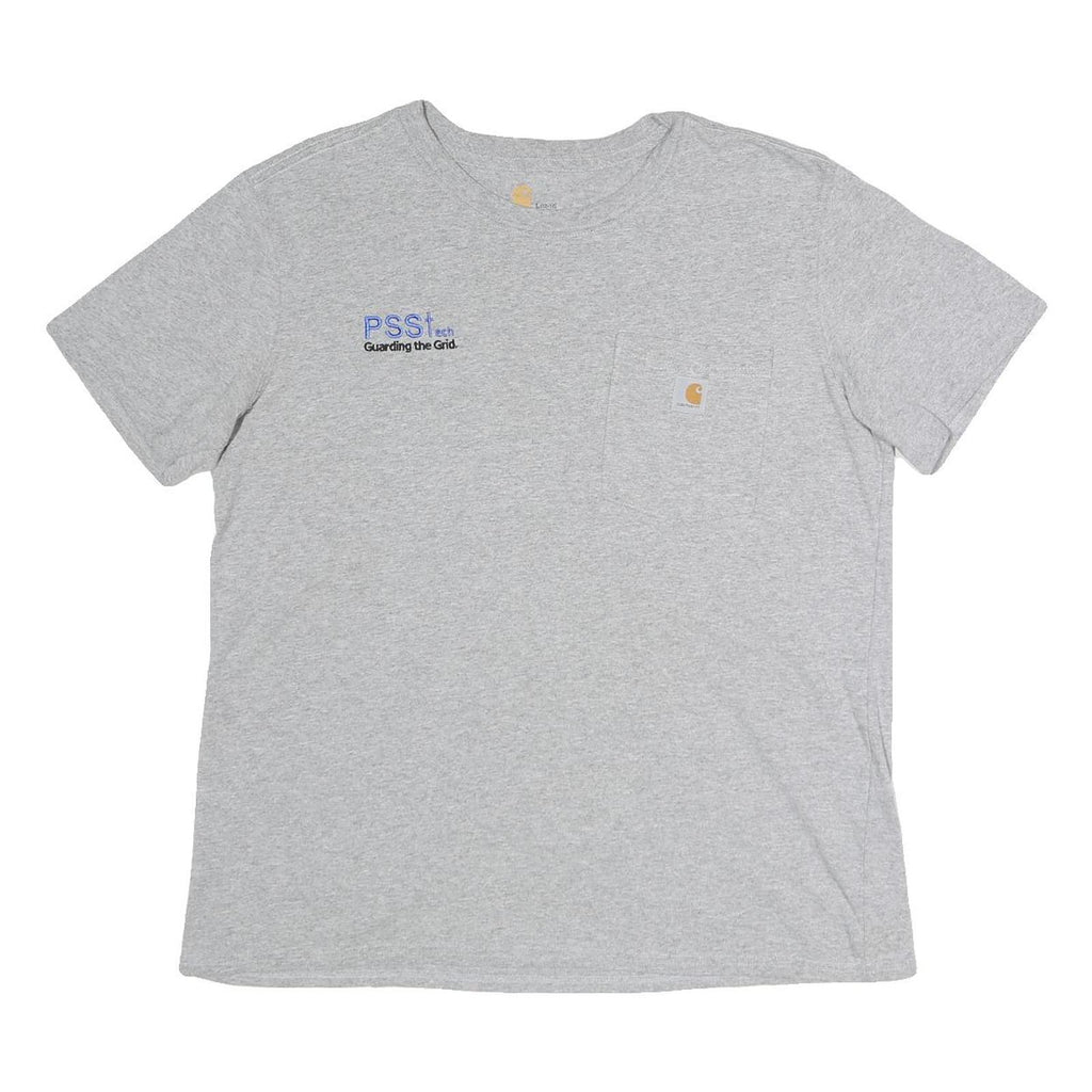 CARHARTT Womens Grey Cotton Blend Logo Pocket T-Shirt L Short Sleeve Crew Neck