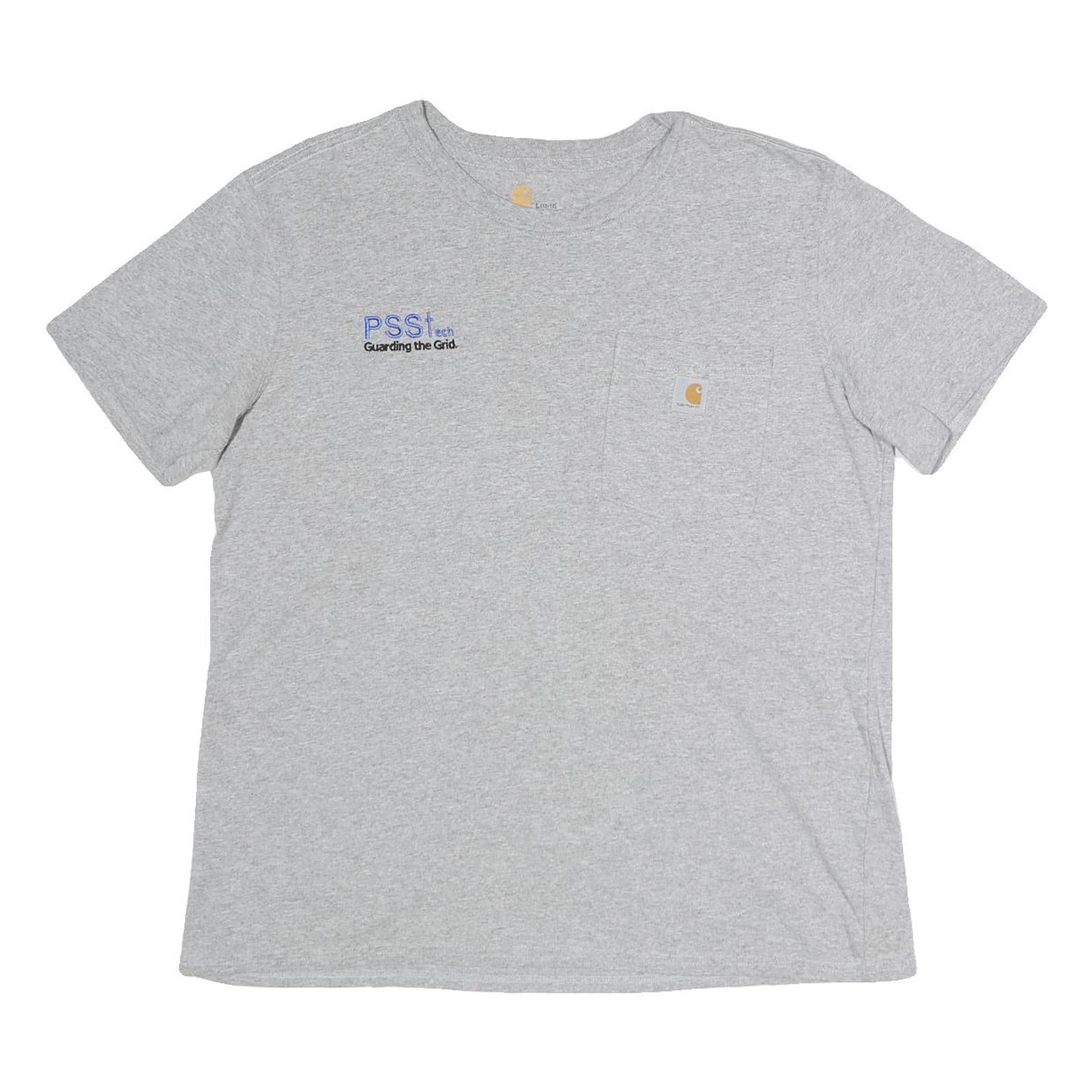 CARHARTT Womens Grey Cotton Blend Logo Pocket T-Shirt L Short Sleeve Crew Neck