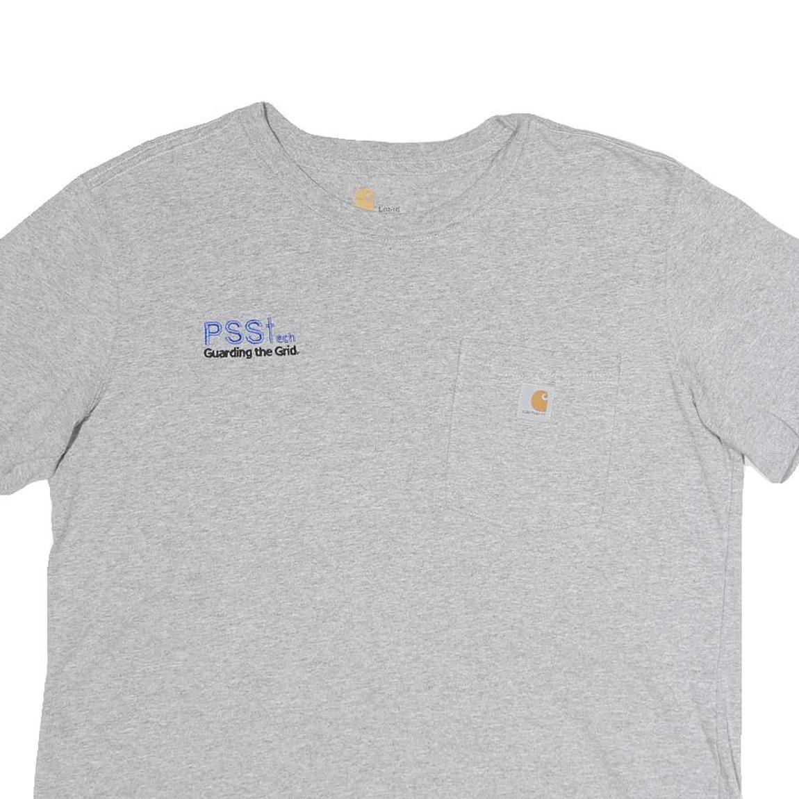 CARHARTT Womens Grey Cotton Blend Logo Pocket T-Shirt L Short Sleeve Crew Neck