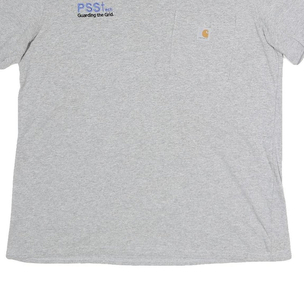 CARHARTT Womens Grey Cotton Blend Logo Pocket T-Shirt L Short Sleeve Crew Neck