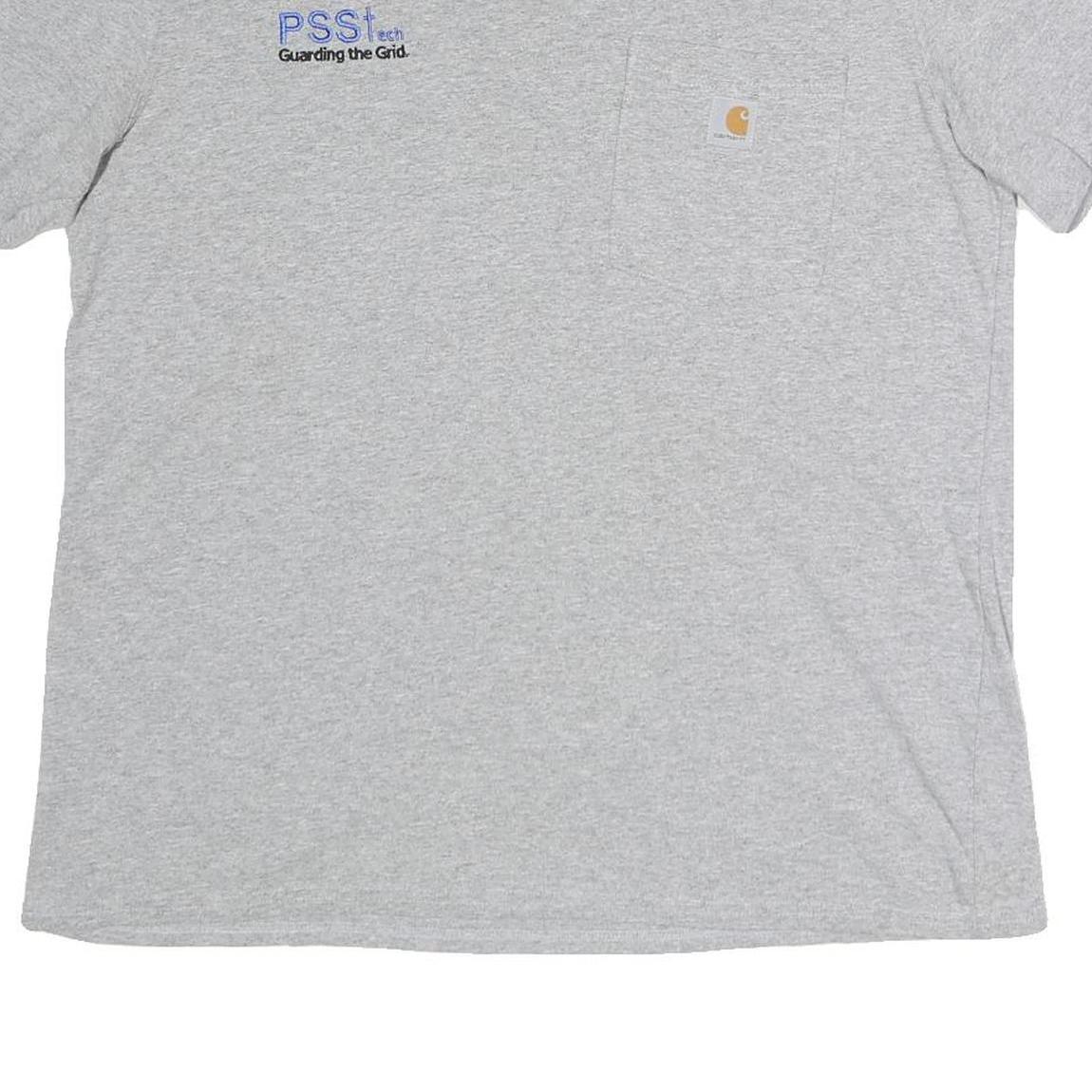 CARHARTT Womens Grey Cotton Blend Logo Pocket T-Shirt L Short Sleeve Crew Neck