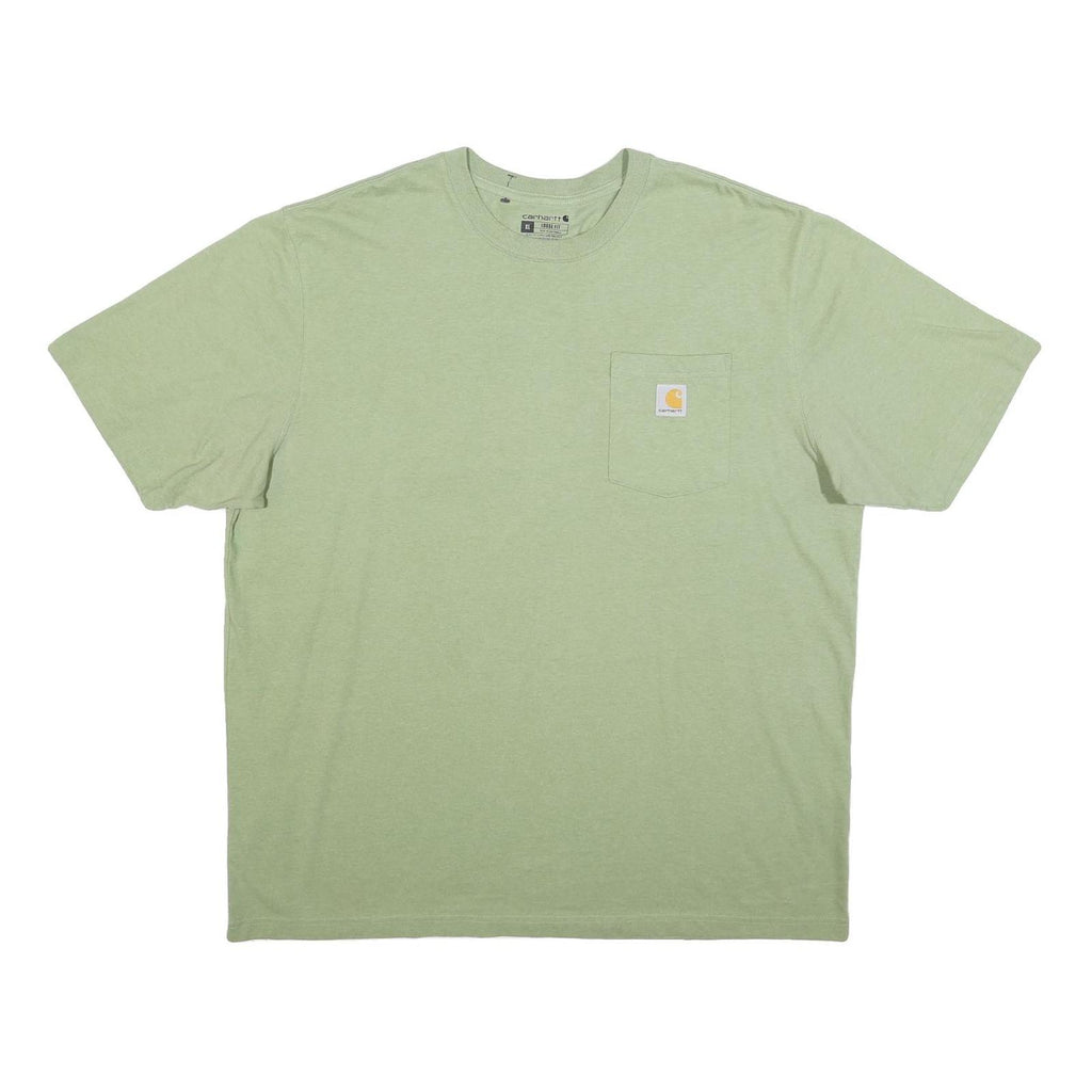 CARHARTT Mens Green Cotton T-Shirt Pocket XL Casual Short Sleeve Crew Neck