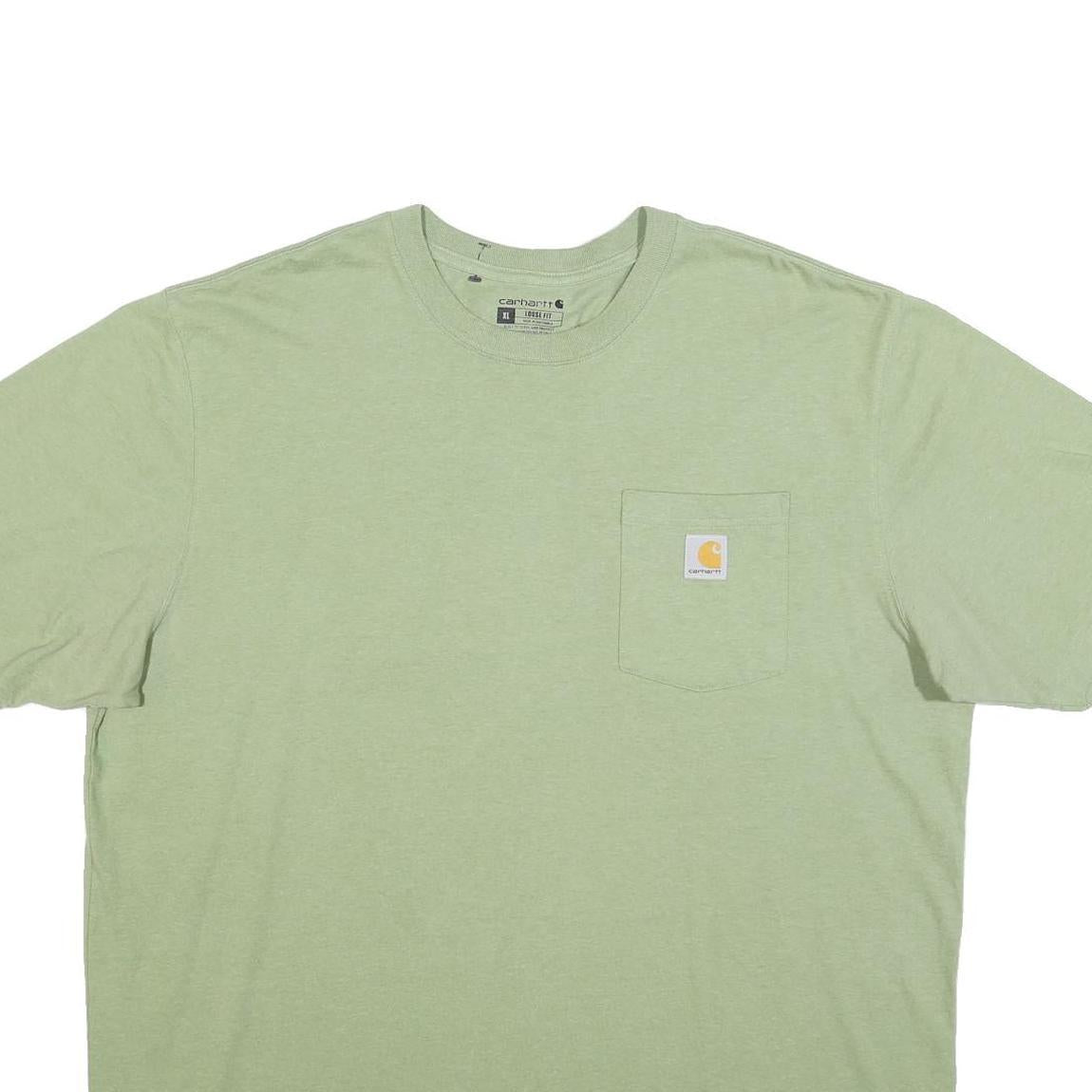 CARHARTT Mens Green Cotton T-Shirt Pocket XL Casual Short Sleeve Crew Neck