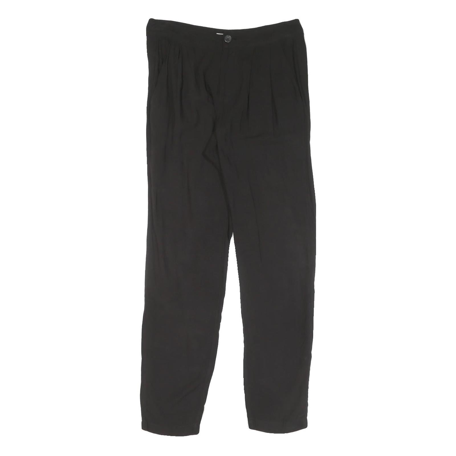 Black Womens Cotton Blend Regular Fit Straight Trousers W25 L28 Smart Casual