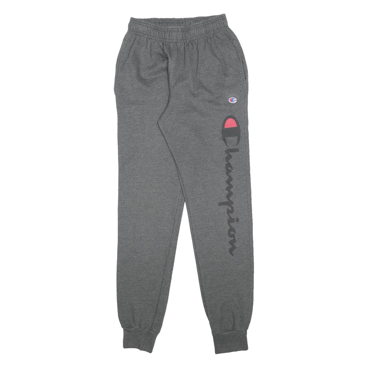 CHAMPION Womens Joggers Grey Slim Tapered S W21 L31 Logo Print Cotton Blend