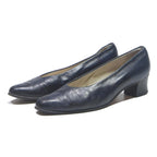 BALLY Womens Classic Navy Leather Court Shoes UK 5.5 Elegant Stylish