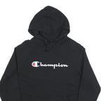 CHAMPION Mens Black Hoodie M Cotton Blend Pullover Logo Sweatshirt