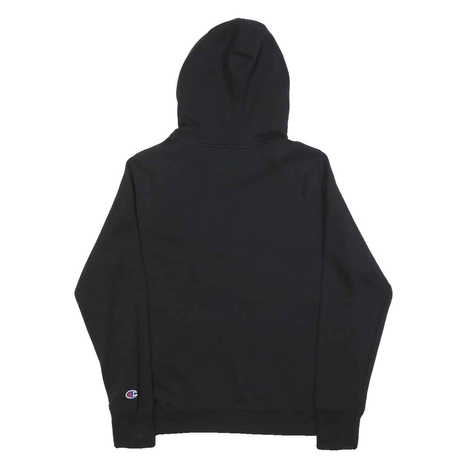 CHAMPION Mens Black Hoodie M Cotton Blend Pullover Logo Sweatshirt