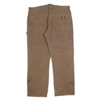 DICKIES Mens Relaxed Brown Cotton Blend Workwear Trousers W40 L32 Durable Fit