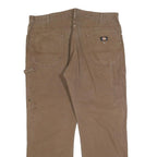 DICKIES Mens Relaxed Brown Cotton Blend Workwear Trousers W40 L32 Durable Fit