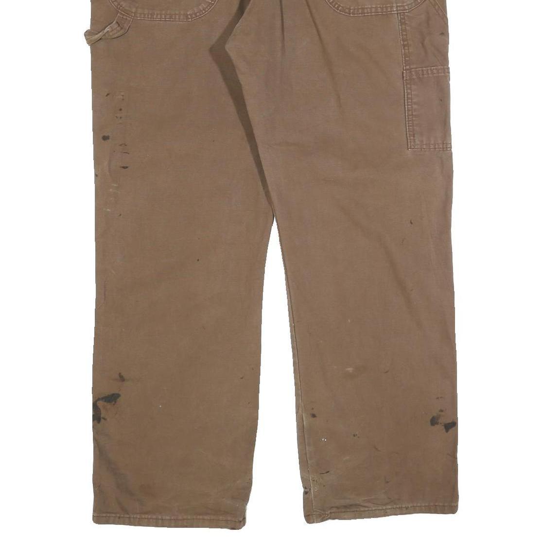 DICKIES Mens Relaxed Brown Cotton Blend Workwear Trousers W40 L32 Durable Fit