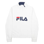 FILA Mens White 1/4 Zip M Cotton Blend Sweatshirt Pullover Logo