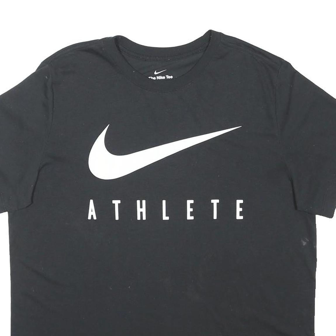 NIKE Mens Black Athlete Graphic T-Shirt L Short Sleeve Crew Neck Cotton Blend