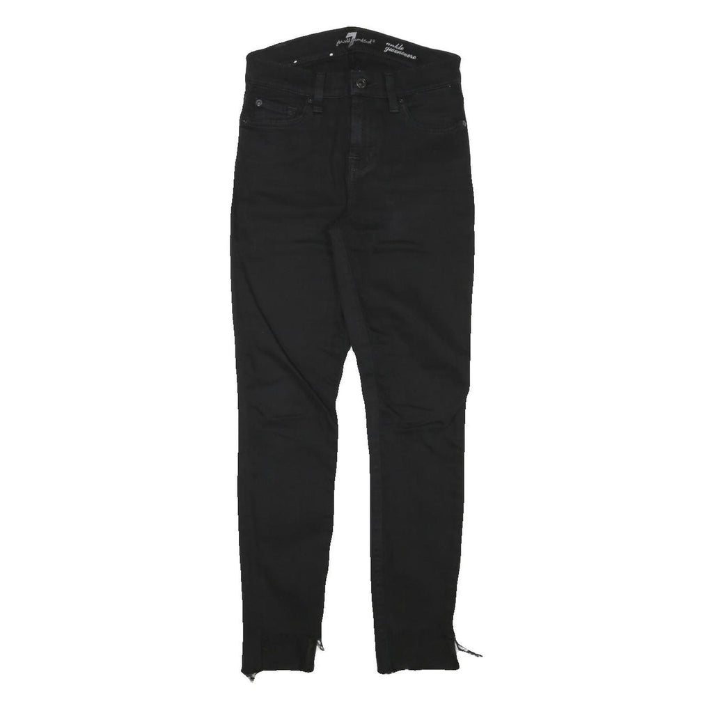 7 FOR ALL MANKIND Womens Jeans Black Slim Skinny Denim Raw W24 L27 Zip Pocket