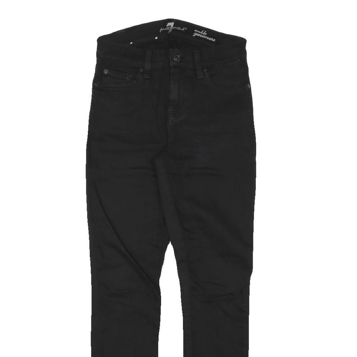 7 FOR ALL MANKIND Womens Jeans Black Slim Skinny Denim Raw W24 L27 Zip Pocket